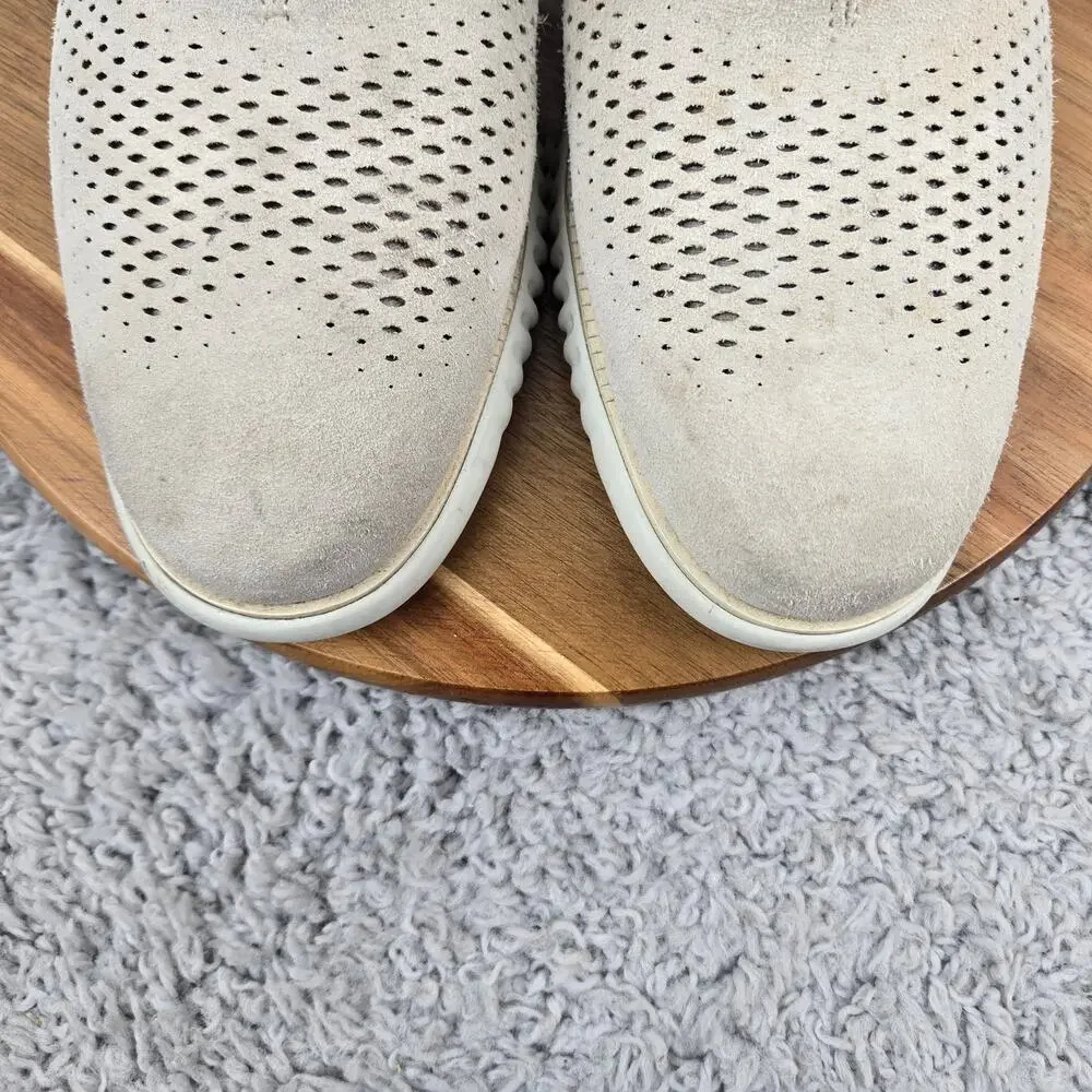 Cole Haan Men 10.5M ZeroGrand Light Gray Lined Laser Wingtip Casual Daily Oxford